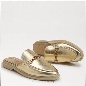 Sam Edelman KIRA BIT MULE AMBER GOLD LEATHER Gold Slip-On Loafers size 9 New
